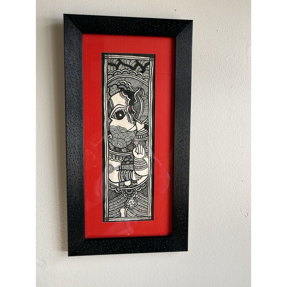 Madhubani Vina theme hand made organic color hand painted painting